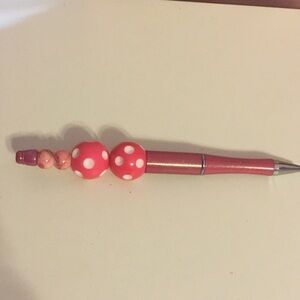 Pink Polka Dot Beaded Pen